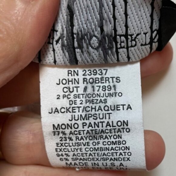 80s Jumpsuit White Waffle Knit Bodice, Crepe Rayon Pantsuit Minimalist Corpcore - Picture 8 of 9